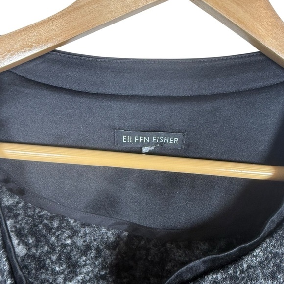 Eileen Fisher Oversized Sprinkle Open Felted Wool Silk Coat Grey/Black S/M - Picture 8 of 12